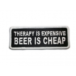 Нашивка "Лечение - дорогое, пиво - дешевое" 10 х 4 см.