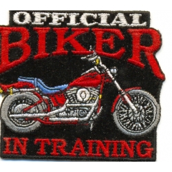 Нашивка "Official Biker In Training" 7х6 см.