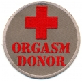 Нашивка "Orgasm Donor", диаметр 7,5 см.
