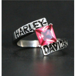 Кольцо "Harley Davidson" с искусственным розовым топазом