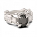 Серебряное кольцо со скелетами и камнем