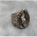 Массивный серебряный перстень "Череп с крыльями"