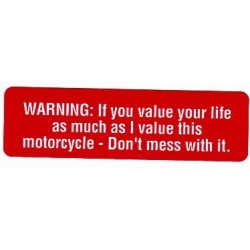Виниловый стикер на шлем/мотоцикл "WARNING:..."
